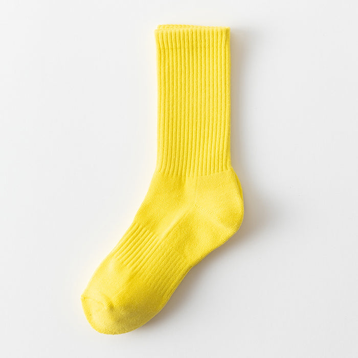 Wholesale Solid color high elastic looped socks for men and women, long socks for sports, cotton socks