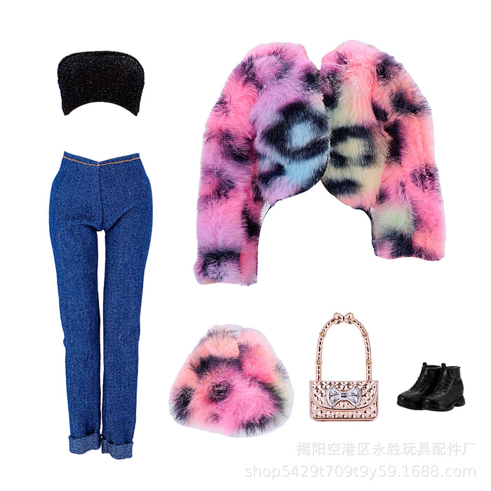 Wholesale Supermodel doll multicolor plush jeans hat suit