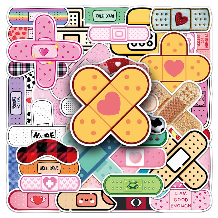 Wholesale 50pcs Cartoon Cute Creative Waterproof Band-Aid Graffiti Stickers