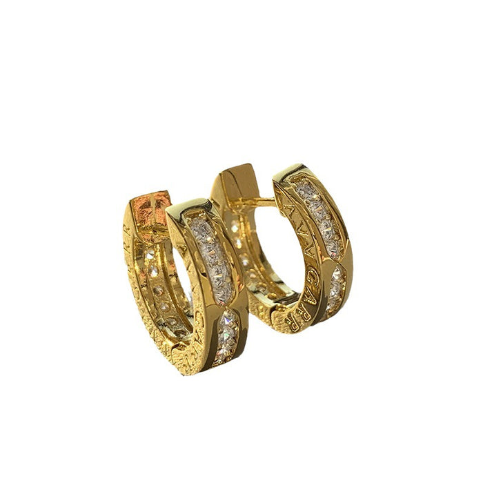 Wholesale Copper Micro Letter Zircon Earrings JDC-ES-Longt002