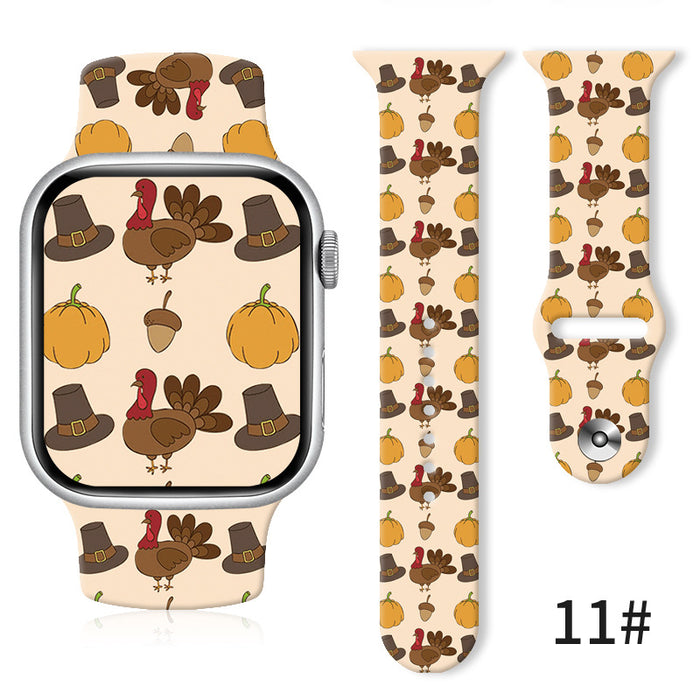 Wholesale Cartoon Christmas Silicone Strap Suitable for Apple Watch Strap JDC-WD-NuoQi003