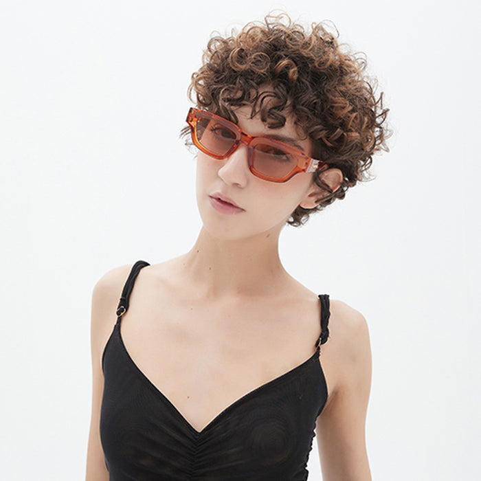 Wholesale New Transparent Small Box Sunglasses Trendy Personalized Sunglasses Retro Brown Sunglasses Wearing Sunglasses