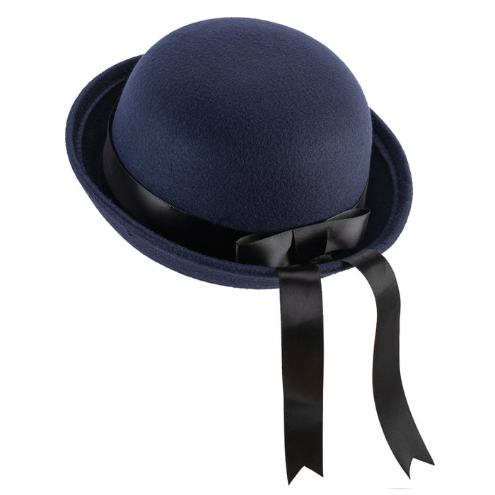 Wholesale Uniform hat, small round hat, versatile round woolen hat, ribbon hat