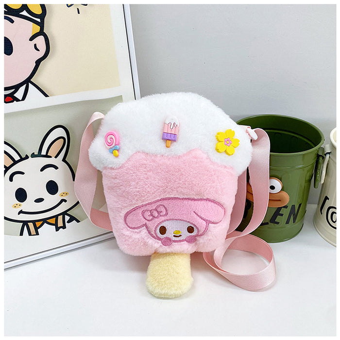 Wholesale New plush ice cream bag, cute doll shoulder bag, children's crossbody bag, coin purse