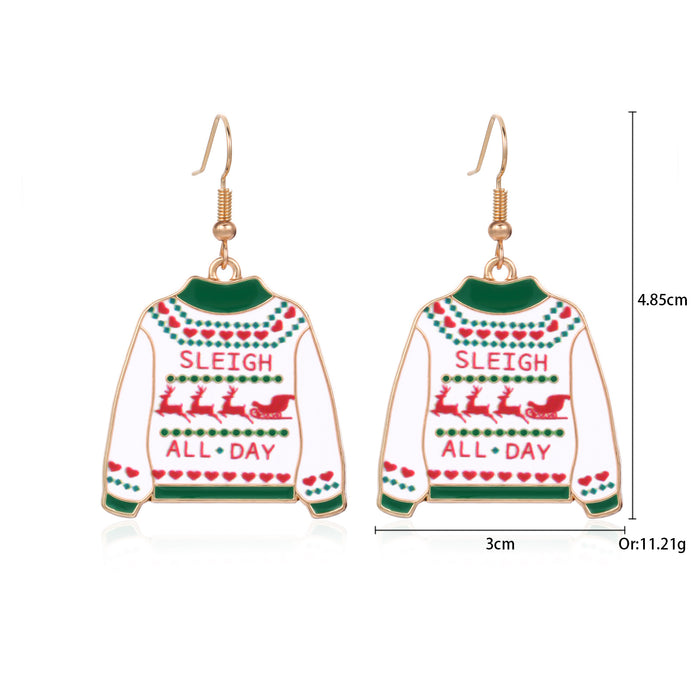 Wholesale Alloy bell snowman elk gingerbread man earrings Christmas earrings