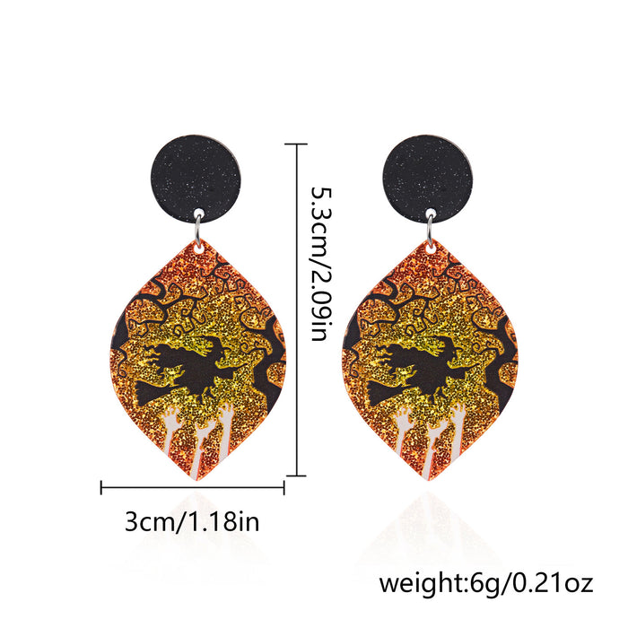 Wholesale  Day Earrings Jewelry Ghost Eyes Funny Holiday Leaf-shaped Acrylic Earrings