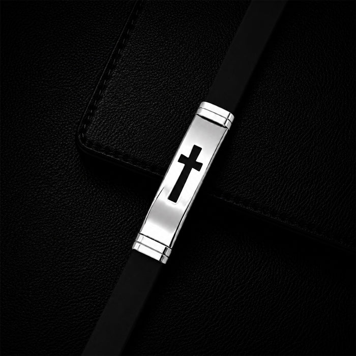 Wholesale Stainless Steel Cross Design Men' s Bracelet - Adjustable Everyday Wear