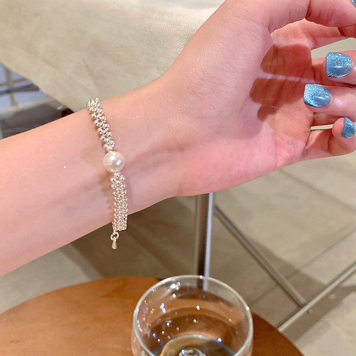 Wholesale Silver bead woven bracelet, light luxury, niche, exquisite bead jewelry, high-end