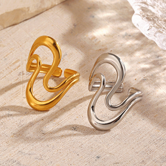 Wholesale Fashionable and trendy stainless steel minimalist style ring with exaggerated gold-plated geometric titanium steel ring wholesale