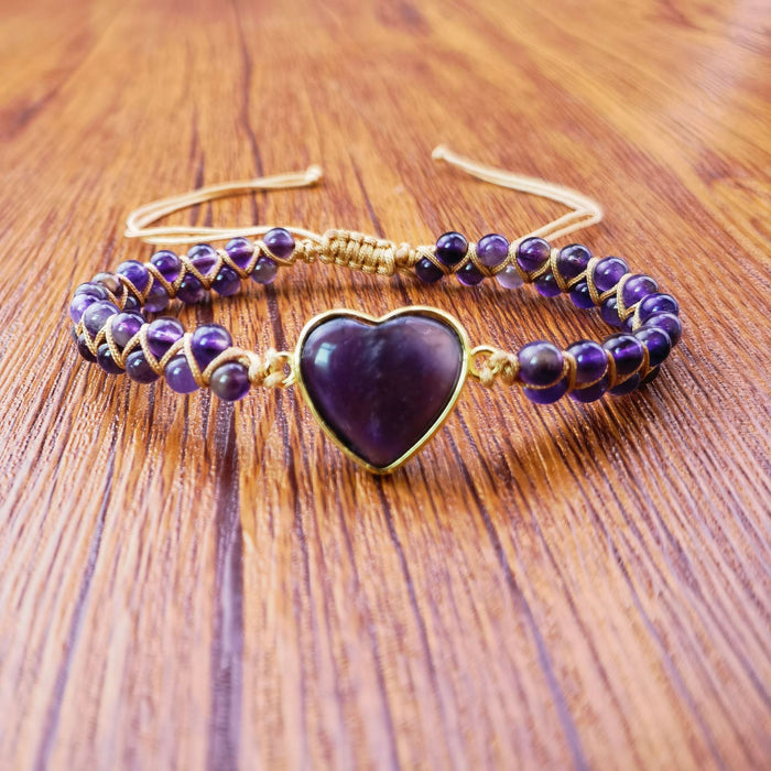 Wholesale Purple crystal stone woven double layered bead bracelet jewelry for men and women