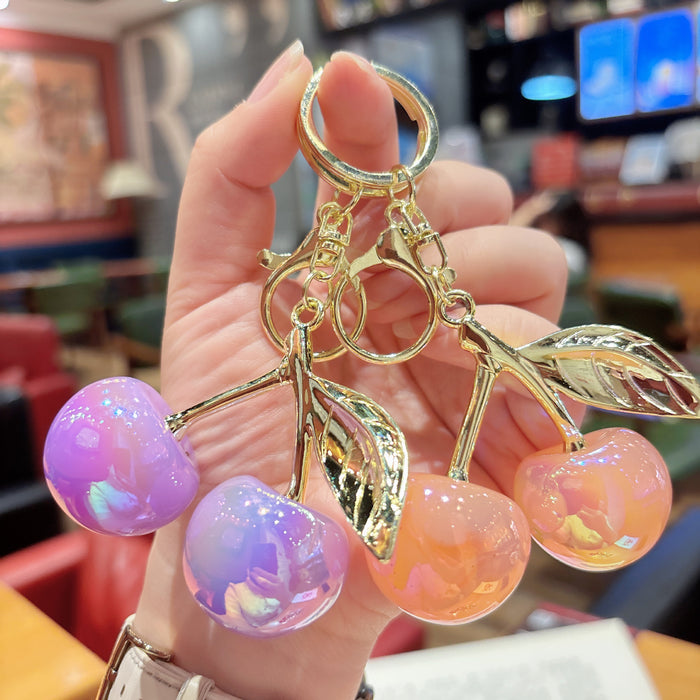 Wholesale Chic Resin Cherry Keychain - Colorful Pink Car Key Accessory MOQ≥2