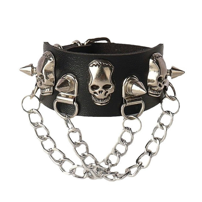 Wholesale Diablo Skull Rivet Chain Bracelet