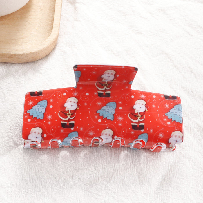Wholesale Christmas Hair Claw Clip with Snowflake and  Pattern Back of Head Bun Shark Clip