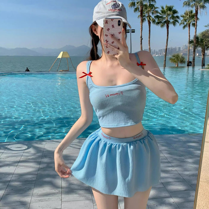 Wholesale Holiday bikini covered three piece girls' split swimsuit