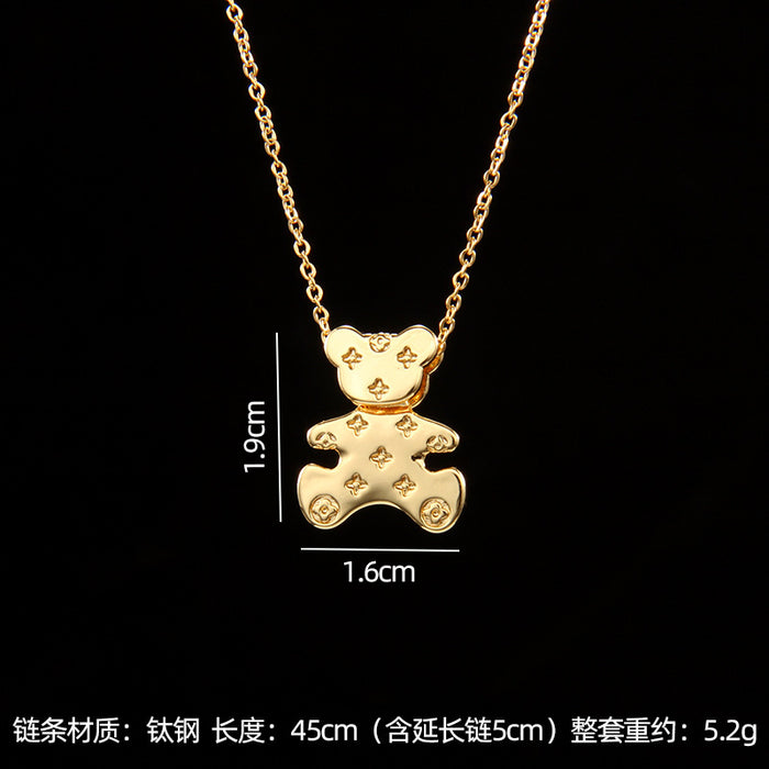 Wholesale fashion zircon love bear pendant small necklace
