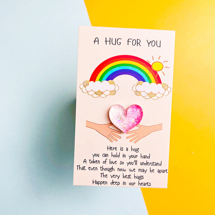 Wholesale Rainbow Gradient Heart Resin Pocket Decorations Hug Card