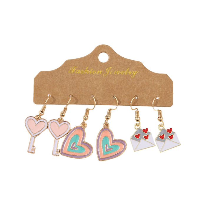 Wholesale Valentine' s Day Colorful Love Key Love Envelope Earrings Set Valentine' s Day Party Earrings Gift