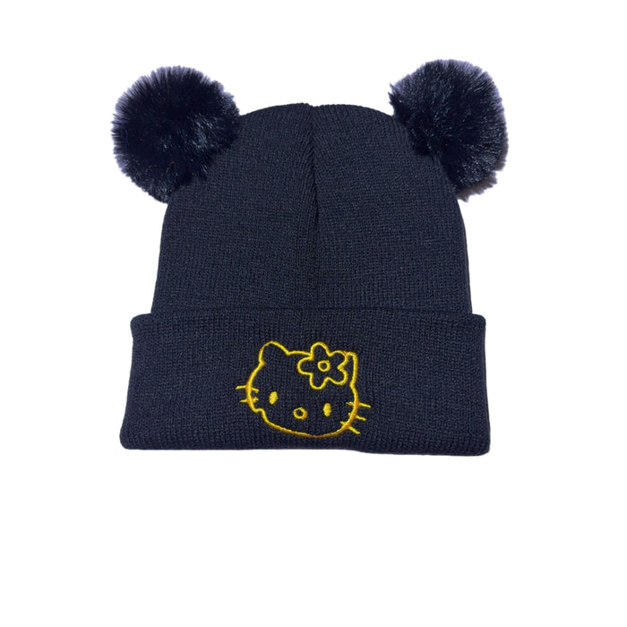 Wholesale Cute Kitten Embroidered Knitted Hat Cartoon Cat Beanie Warm Hat Children' s Pullover Hat