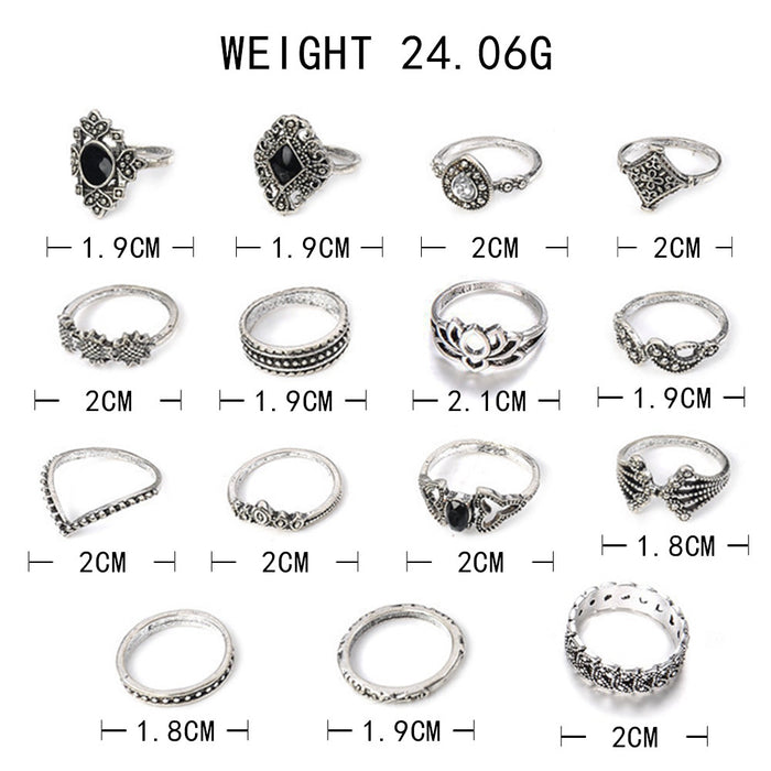 Wholesale silver women's new personalized ring 15-piece set