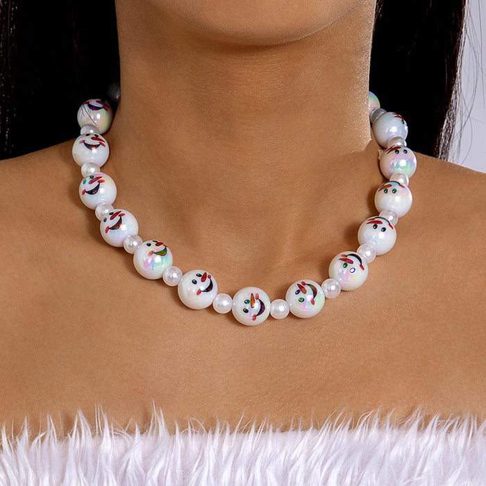 Wholesale Acrylic Snowman Beaded Necklace Christmas Fashion Gift for Women MOQ≥2