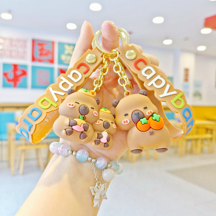 Wholesale Cartoon Keychain Cute Capybara Doll School Bag Pendant Car Keychain Doll Machine Small Gift