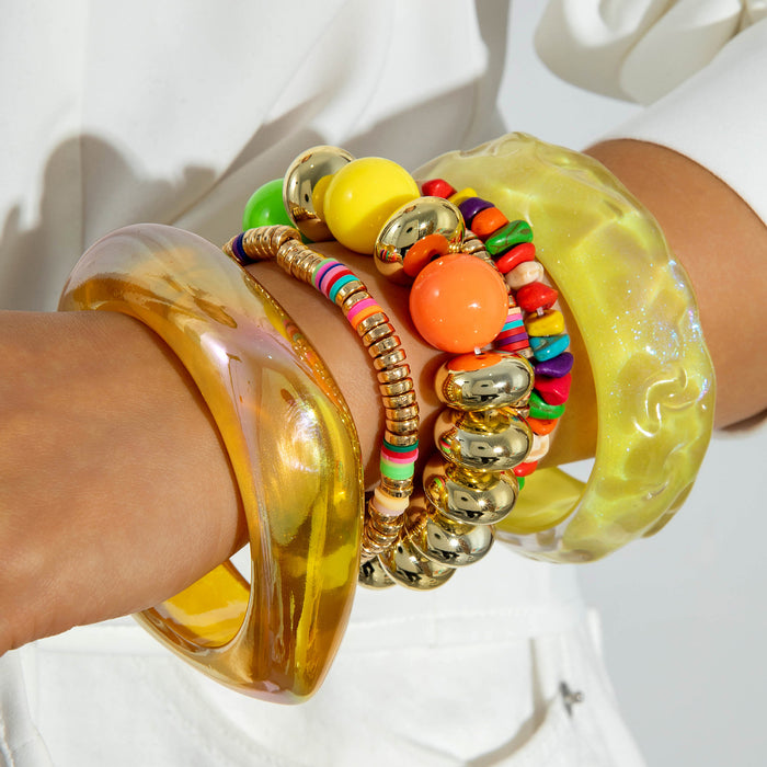 Wholesale Korean Style Acrylic Bead and Bangle Set Trendy Jewelry Accessory MOQ≥2