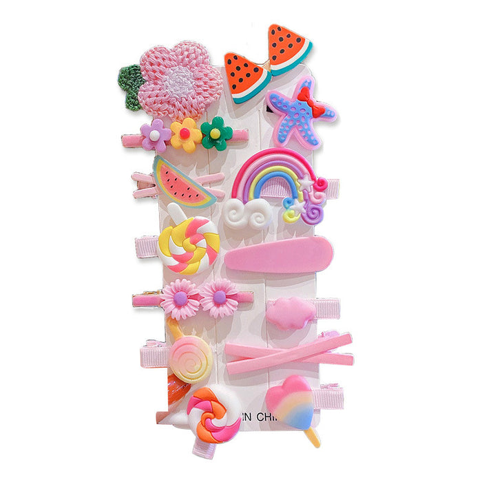 Wholesale 14pcs/pack Children's Dopamine Hair Clips Cute Baby Cartoon Hair Clips for Girls JDC-HC-FX001