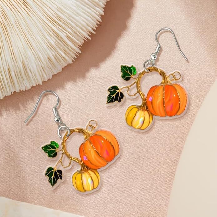 Wholesale Chic 2D Acrylic Pumpkin Earrings  Thanksgiving Funky Jewelry Accessory Party Gift Boutique Resale