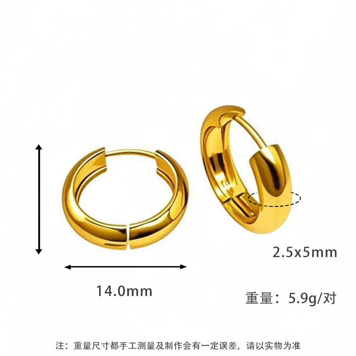 Wholesale Plain ring earrings with a light luxury and high-end feel, non fading titanium steel earrings and jewelry