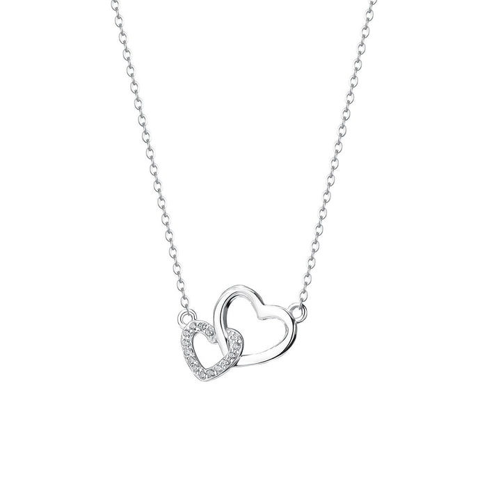 Wholesale Interlocking heart-shaped necklace with a light luxury and versatile design, exuding a high-end feel. Heart shaped collarbone chain pendant