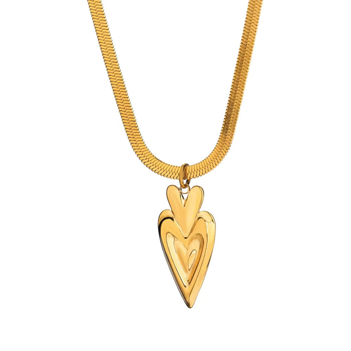 Wholesale Golden Love Pendant Double-Layer Titanium Steel Necklace