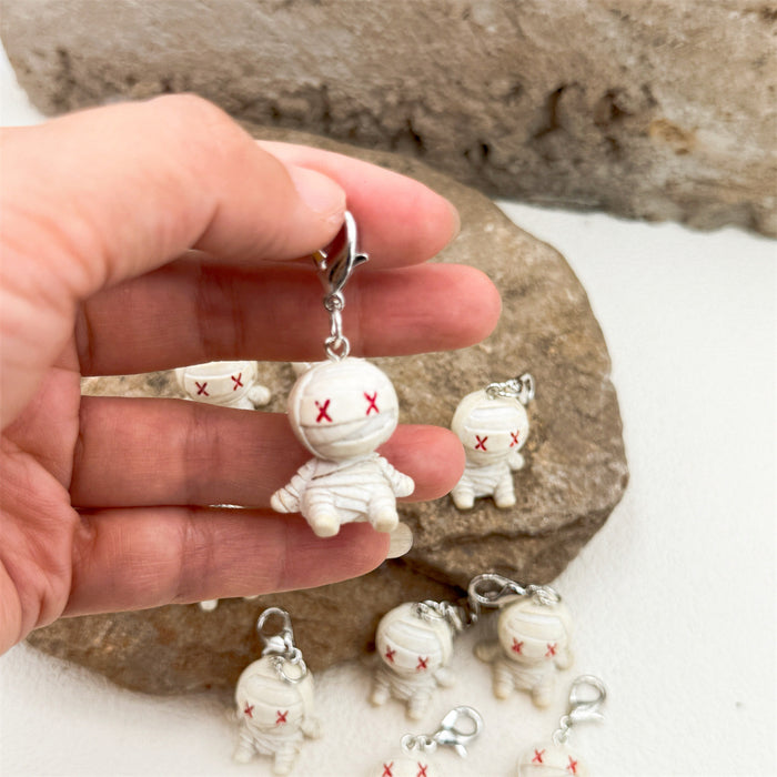 Wholesale  Mummy Design Resin Pendant 3D Cartoon Charm For Bag Keychain Gift