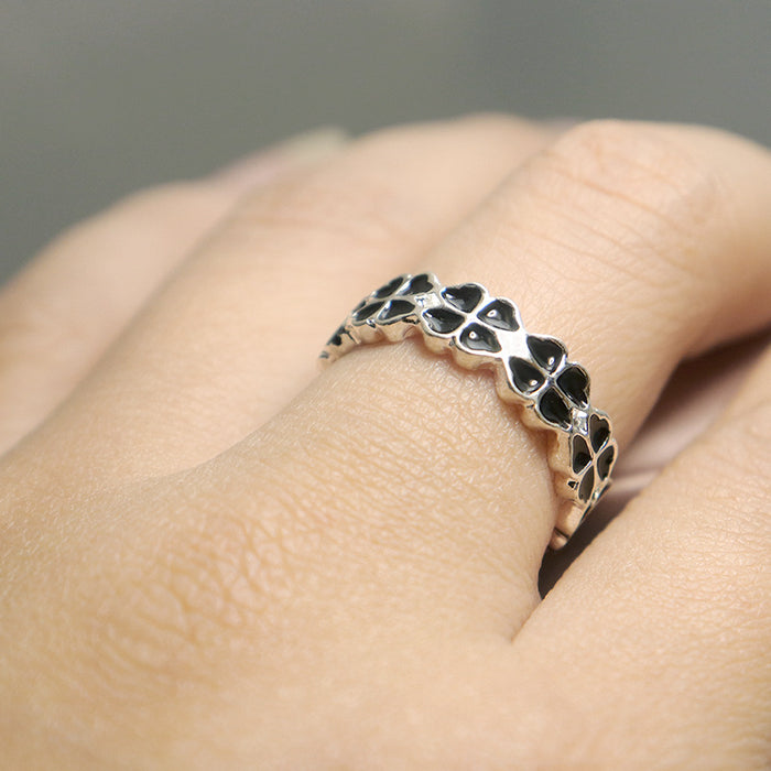 Wholesale Clover flower ring accessories, simple children's ring, niche design, open ring