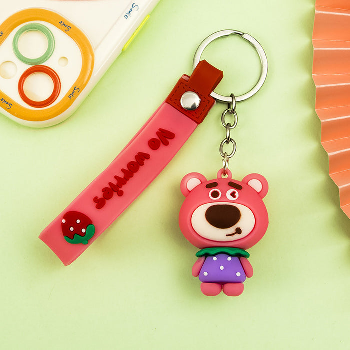 Wholesale Cartoon  bear keychain cute key chain doll claw  silicone key pendant car bag ornaments