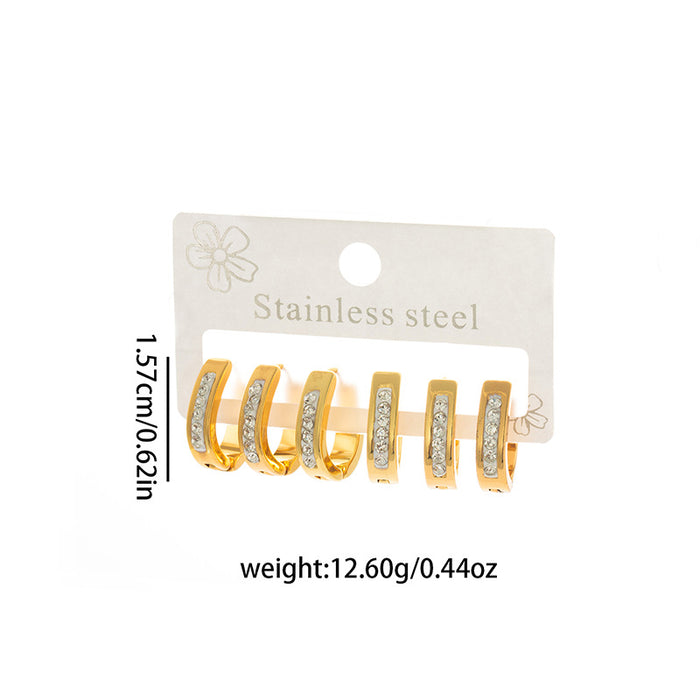 Wholesale Simple and high-end new popular U-shaped geometric full diamond ear buckle with a simple and versatile temperament, titanium steel earrings