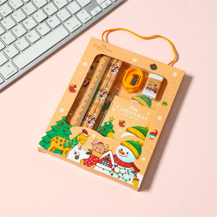 Wholesale Christmas portable 6-piece student stationery gift box set children' s Christmas small gifts gift prizes kindergarten
