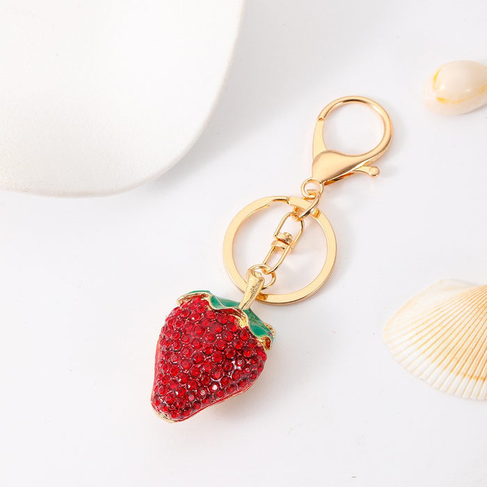 Wholesale Cherry Keychain Red Fruit Shape Key Ring Graduation Gift Decorative Accessory