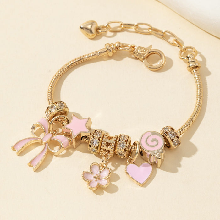 Wholesale Women' s DIY Beaded Pink Heart Bracelets