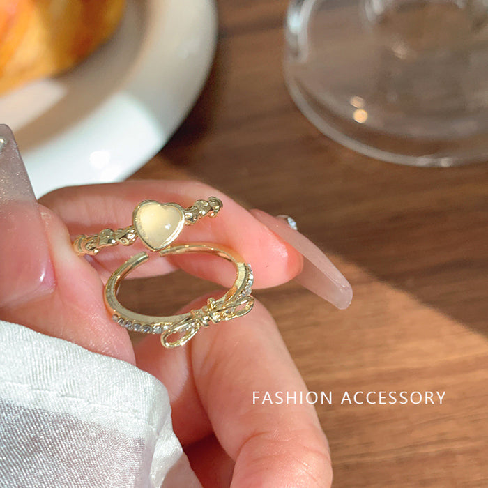 Wholesale Personalized love ring, niche bow, adjustable index finger ring, ring