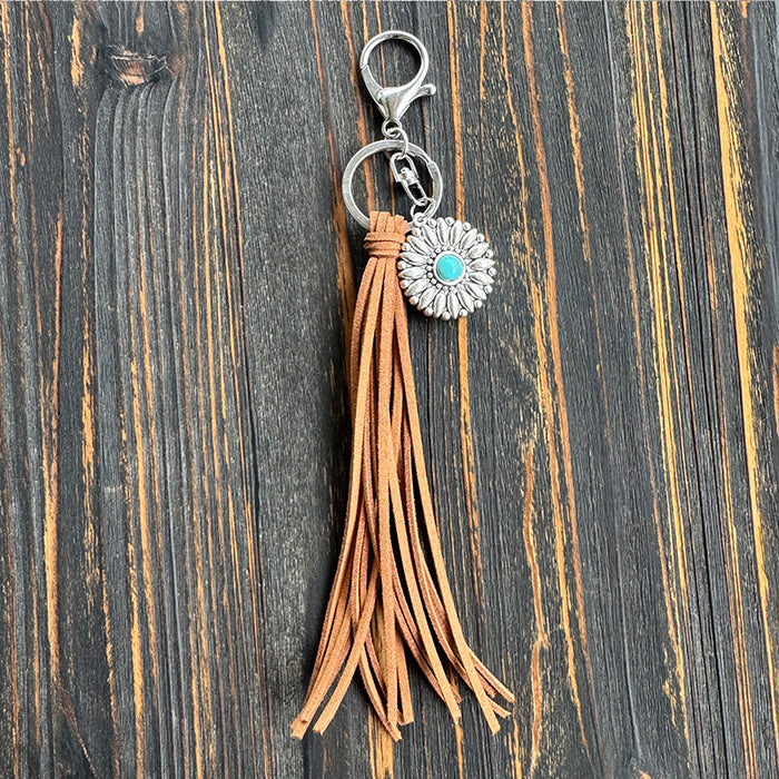 Wholesale Long Tassel Keychain Alloy Sunflower Bag Multi-Color New Pendant Gift