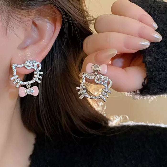 Wholesale Cute cat earrings with bow