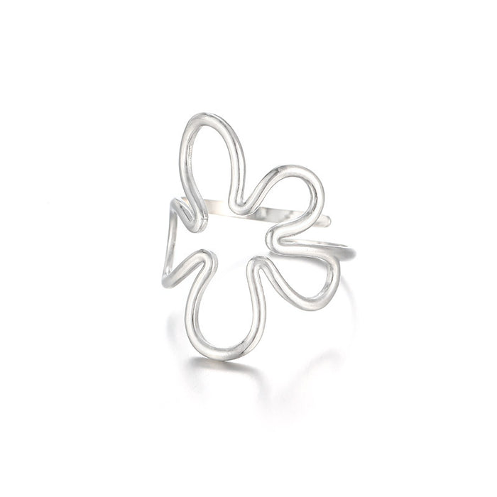 Wholesale Retro Geometric Irregular Textured Stainless Steel Ring