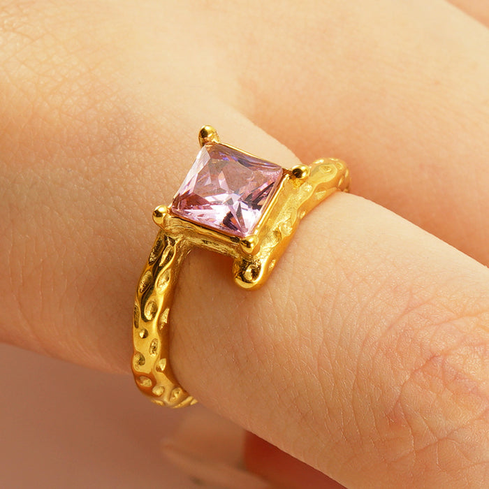 Wholesale Vintage titanium steel moonstone open adjustable ring