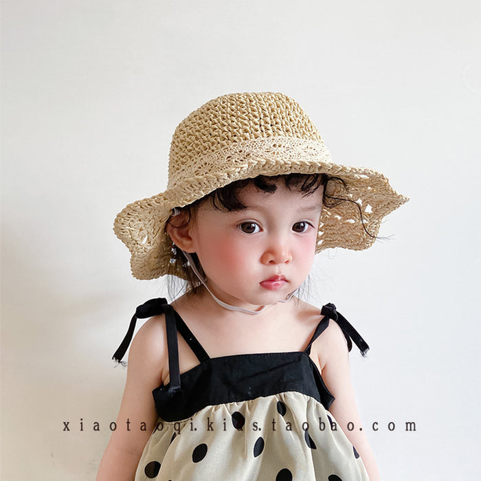 Wholesale straw hat  children sun protection hat girl sweet hat