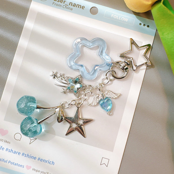 Wholesale Subculture Diamond Meteor Glitter Cherry Five-Pointed Star Heart Mobile Phone Chain