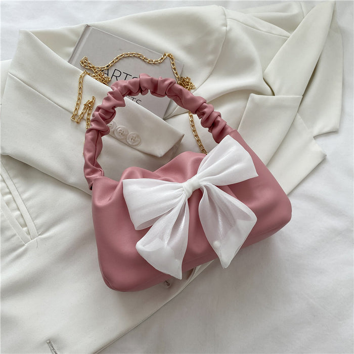Wholesale Bow decoration small bag fashionable hand-held shoulder bag simple temperament crossbody