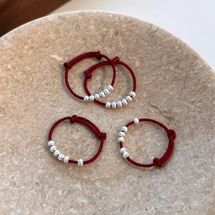 Wholesale Red rope ring, couple's ring, beaded bracelet, stretch