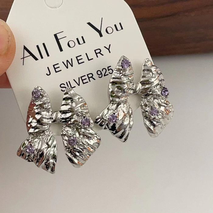 Wholesale Silver Needle Bow Earrings JDC-ES-LuY002