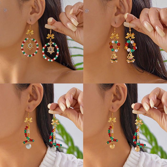 Wholesale Alloy Christmas Star Beaded Earrings Gold Ball Hook Trendy Jewelry Accessory