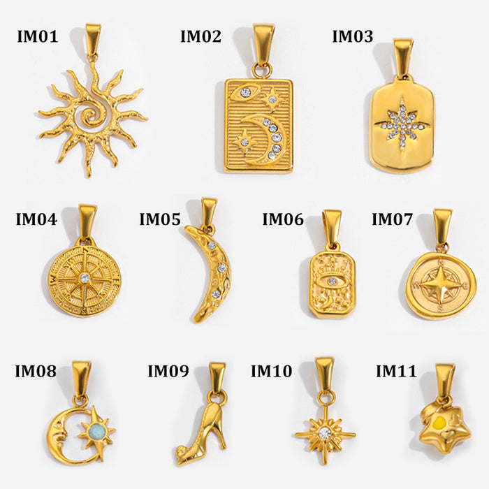 Wholesale 6PCS/SET Sun star moon high heels geometric Gold Plated pendant jewelry